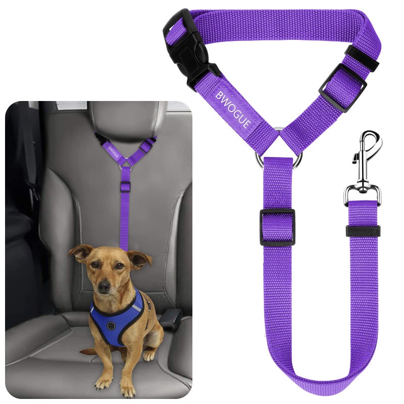 BWOGUE Pet Dog Cat Seat Belts, Car Headrest Restraint Adjustable Safety Leads Vehicle Seatbelt Harness (1 Pack) - Image 1